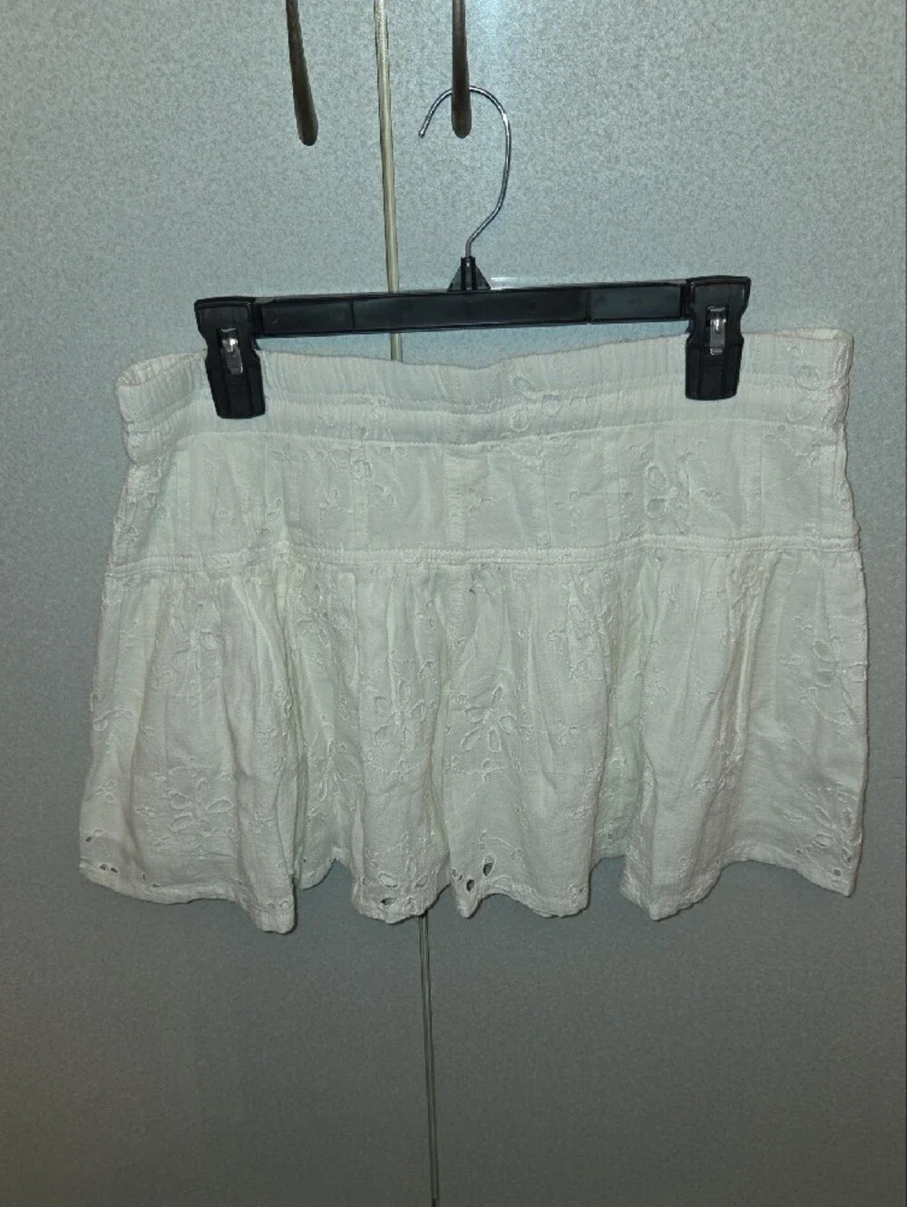 Free People White Tiered Eyelet Mini Skirt 100 Cotton